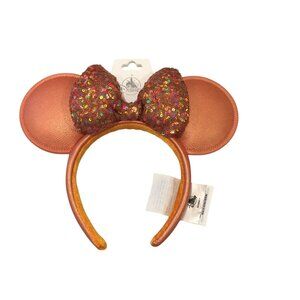 Disney Parks Peach Punch Faux Leather Ears with Sequined Bow OSFM